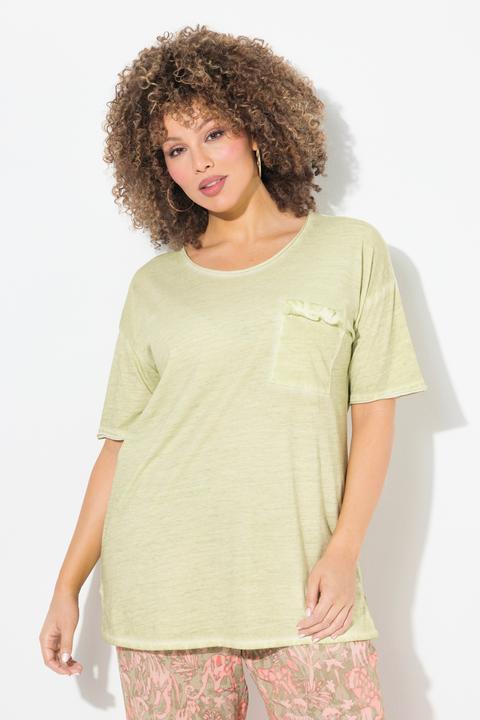 Produktbild Ulla Popken T-Shirt, oversized, Rüschen-Brusttasche, Halbarm (58)