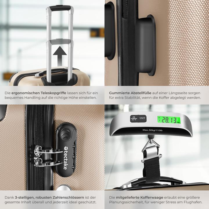 Actual product image tectake 3er Kofferset Talia mit Kofferwaage und Kofferanhänger (93 l)