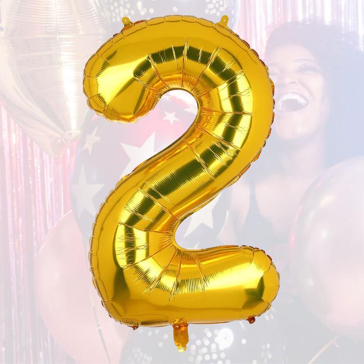 Actual product image Hermex Foil balloon number 2 number balloon balloon helium balloon Golden 81cm