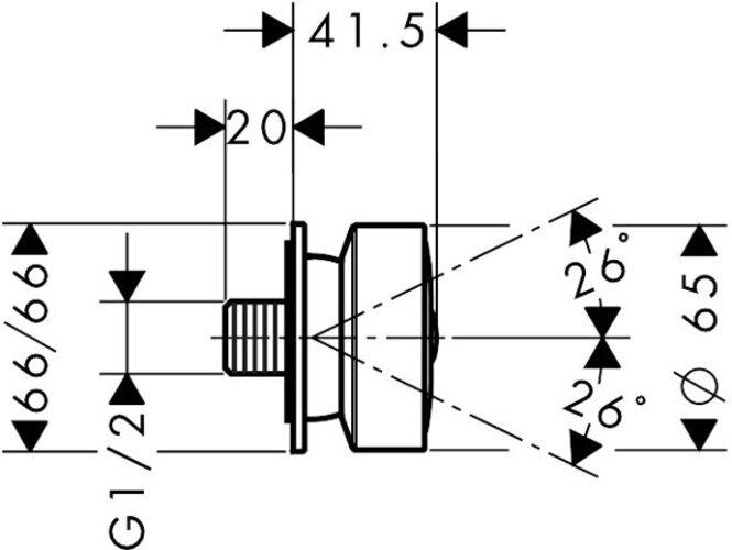 Produktbild hansgrohe Seitenbrause 1 jet Rosette eckig (1 Strahlarten, 5 l/min)