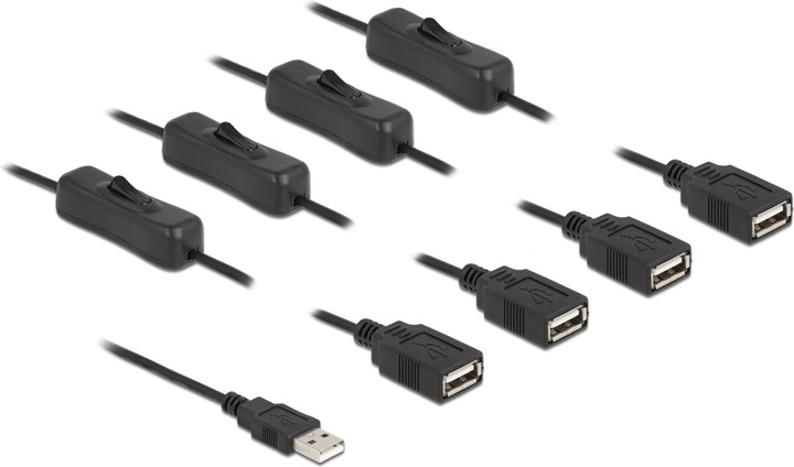 Produktbild Delock Kabel USB Typ-A Stecker zu 4 x USB Typ-A Buchse mit Schalter 1 m (1 m)