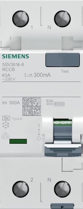 Produktbild Siemens RCCB Type A 40A 1+N-pole 300mA 230V 2mW