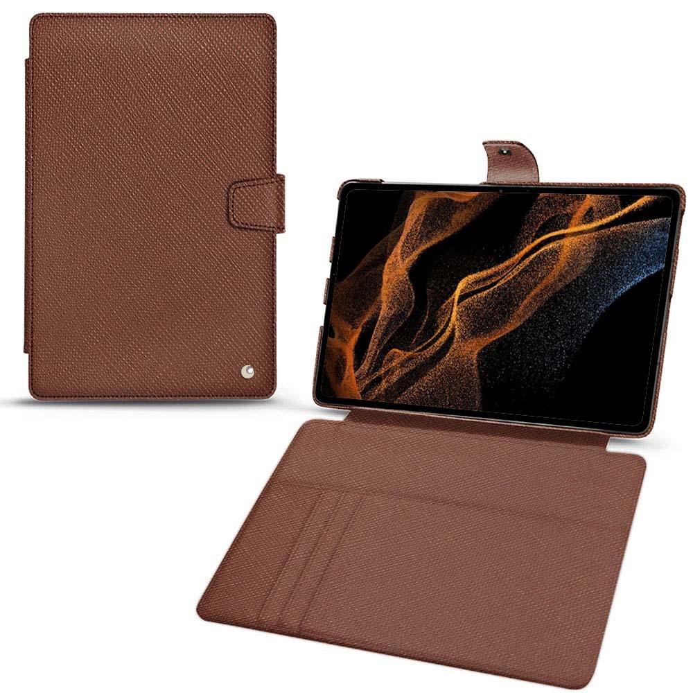 Noreve Lederschutzhülle Wallet (Galaxy Tab S8+), Tablet Hülle, Braun