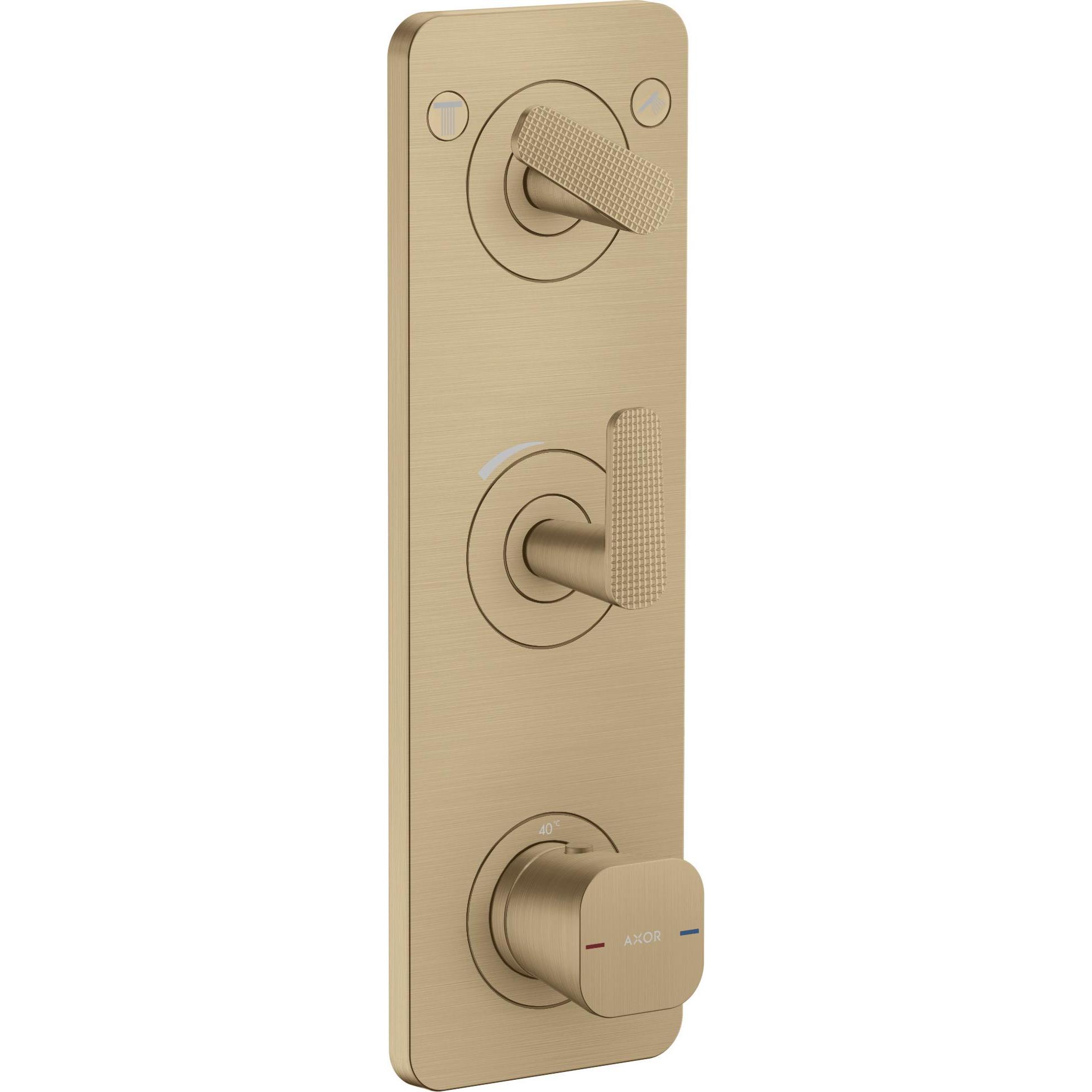 Axor, Rubinetteria per bagno, Citterio C Module thermostatique 380/120 encastré avec plaque pour 2 consommateurs, coupe cubique