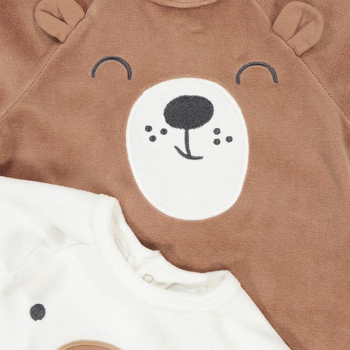 Produktbild La Redoute Collections 2er-Pack Samt-Strampler mit Bär (50)