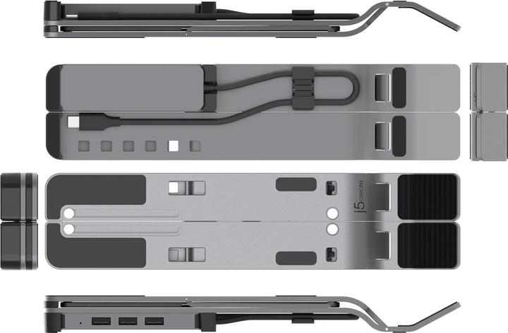 Image du produit j5Create JTS223-N Laptop Stand with USB™ 4-Port Hub, Wired, USB 3.2 Gen 1 (3.1 Gen 1) Type-C, Grey (USB-C, 1 Ports)