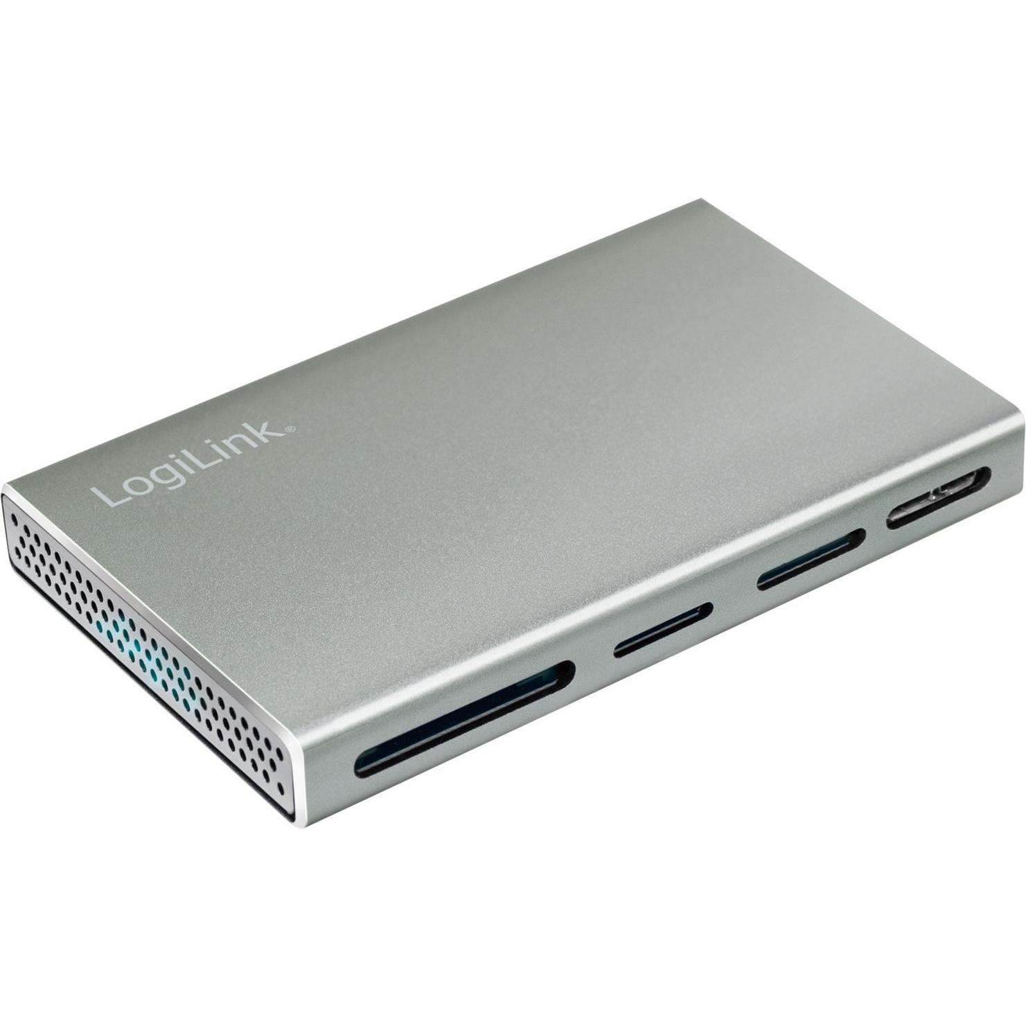 LogiLink Prüfen (USB-C 3.2 Gen 1), Speicherkartenlesegerät, Silber