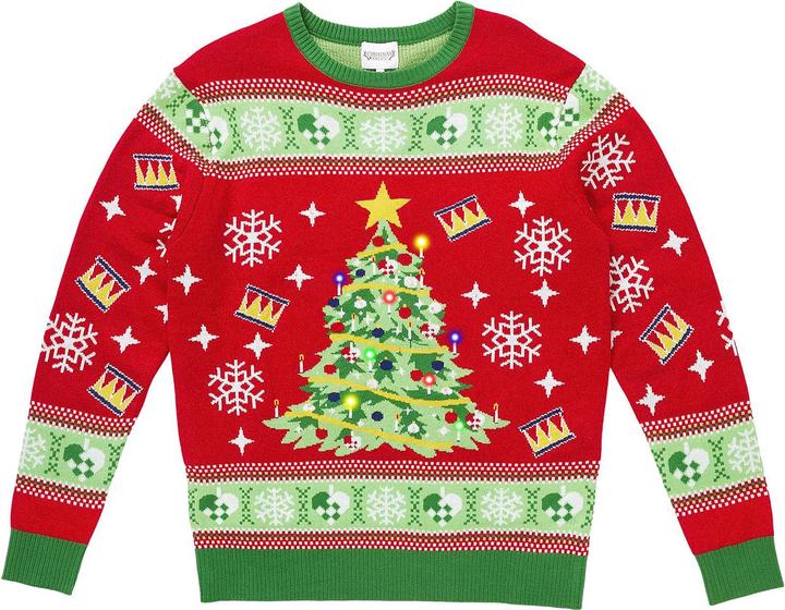 Christmas Tree Red Kids LED Sweater