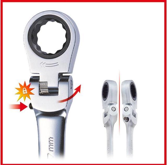 Produktbild KS Tools GEARplus Gelenk-Ratschenringmaulschlüssel feststellbar (8 mm)