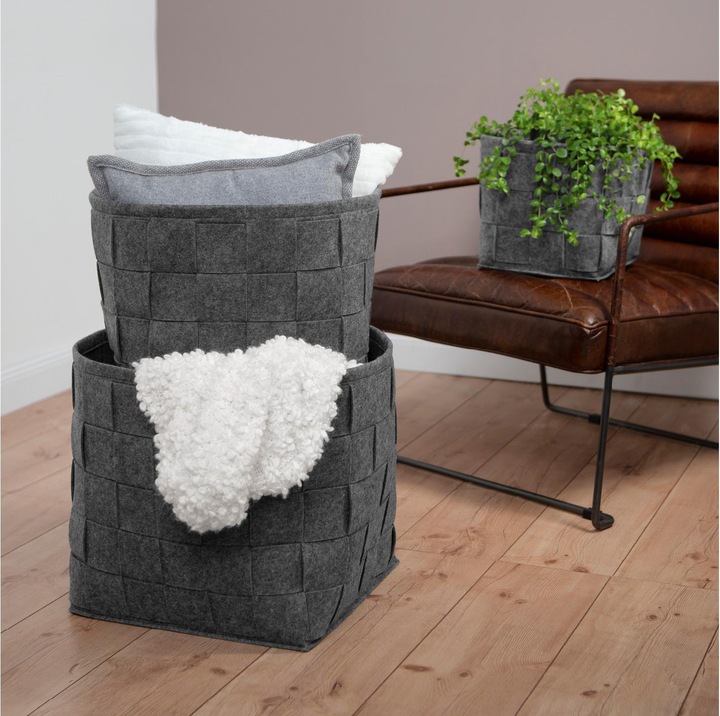 Produktbild N8werk Aufbewahrungskorb Filz 40 cm Dunkelgrau (1 x, 40 cm)