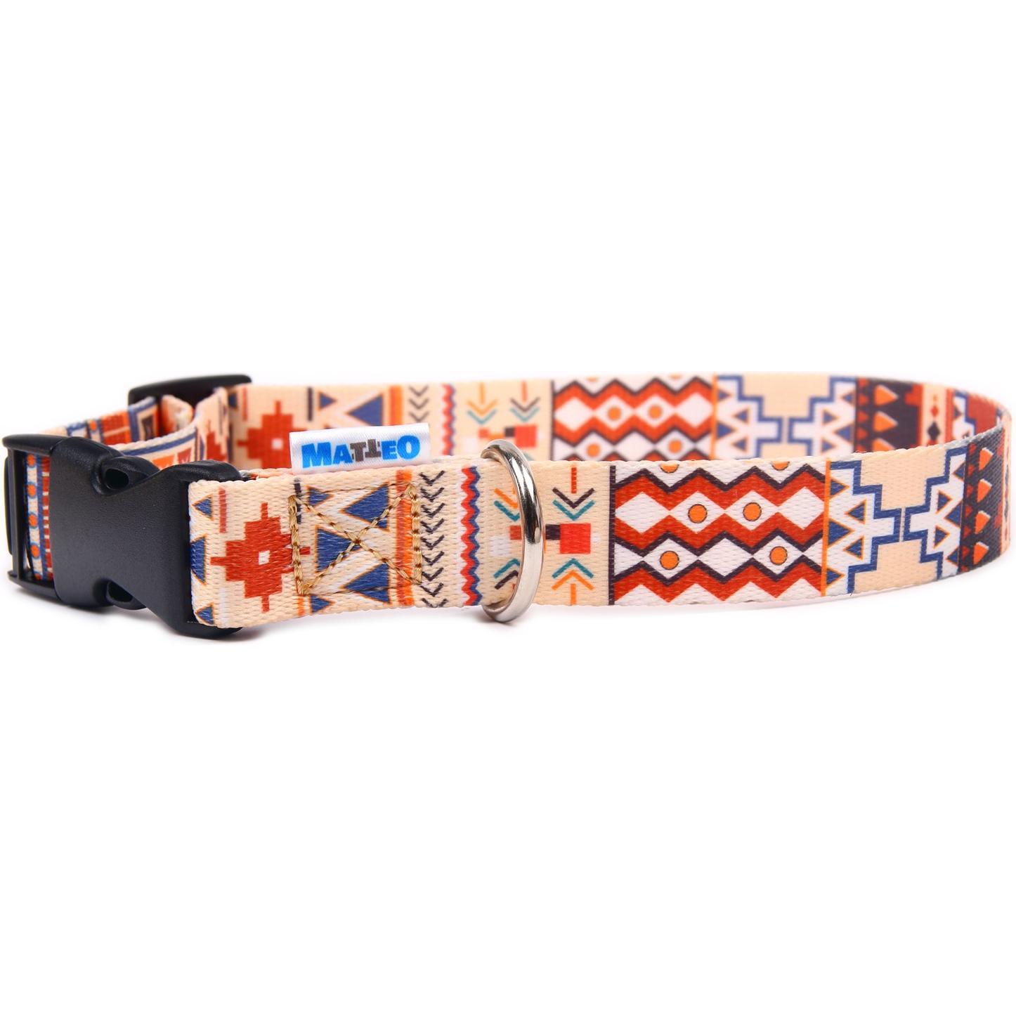 Matteo Collar Plastic Buckle Boho 30-55 cm - Hundehalsband (Hund), Halsband + Leine