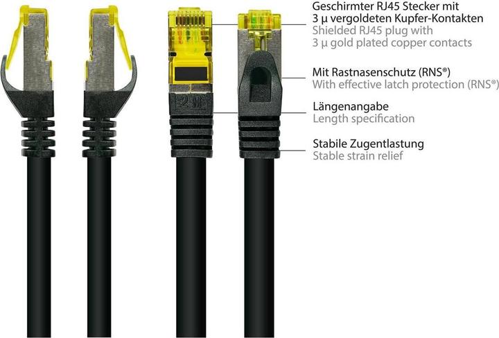Produktbild Good Connections RJ45 Patchkabel mitCat.7 Rohkabel und Rastnasenschutz (RNS®), S/FTP, PiMF, halogenfrei, 600MHz, OFC (S/FTP, CAT7, 7.50 m)