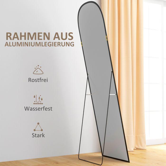 Actual product image Swisshandel24 Standspiegel, Ganzkörperspiegel, modernes Design, 50 cm x 1,5 cm x 161,5 cm, Schwarz