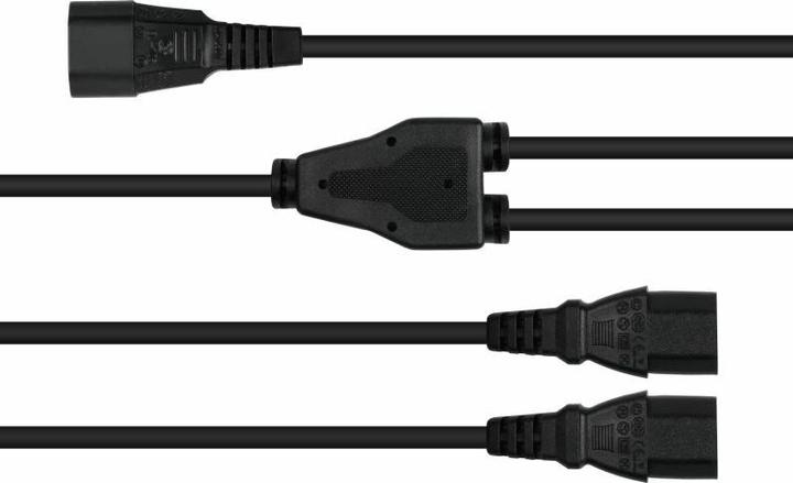 Immagine prodotto Kabelmeister Prolunga a Y per apparecchi freddi Spina IEC C14 a 2x presa IEC C13, nera (2 m, C14)