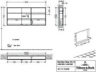 Produktbild Villeroy & Boch V&B Einbau-Spiegelschrank MY VIEW NOW m Sensorschalter 1600x750x168mm 44,64 W