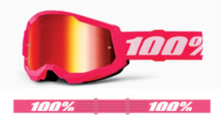 Immagine prodotto 100% Goggle Strata 2 JUNIOR Pink - Red Mirror Lens