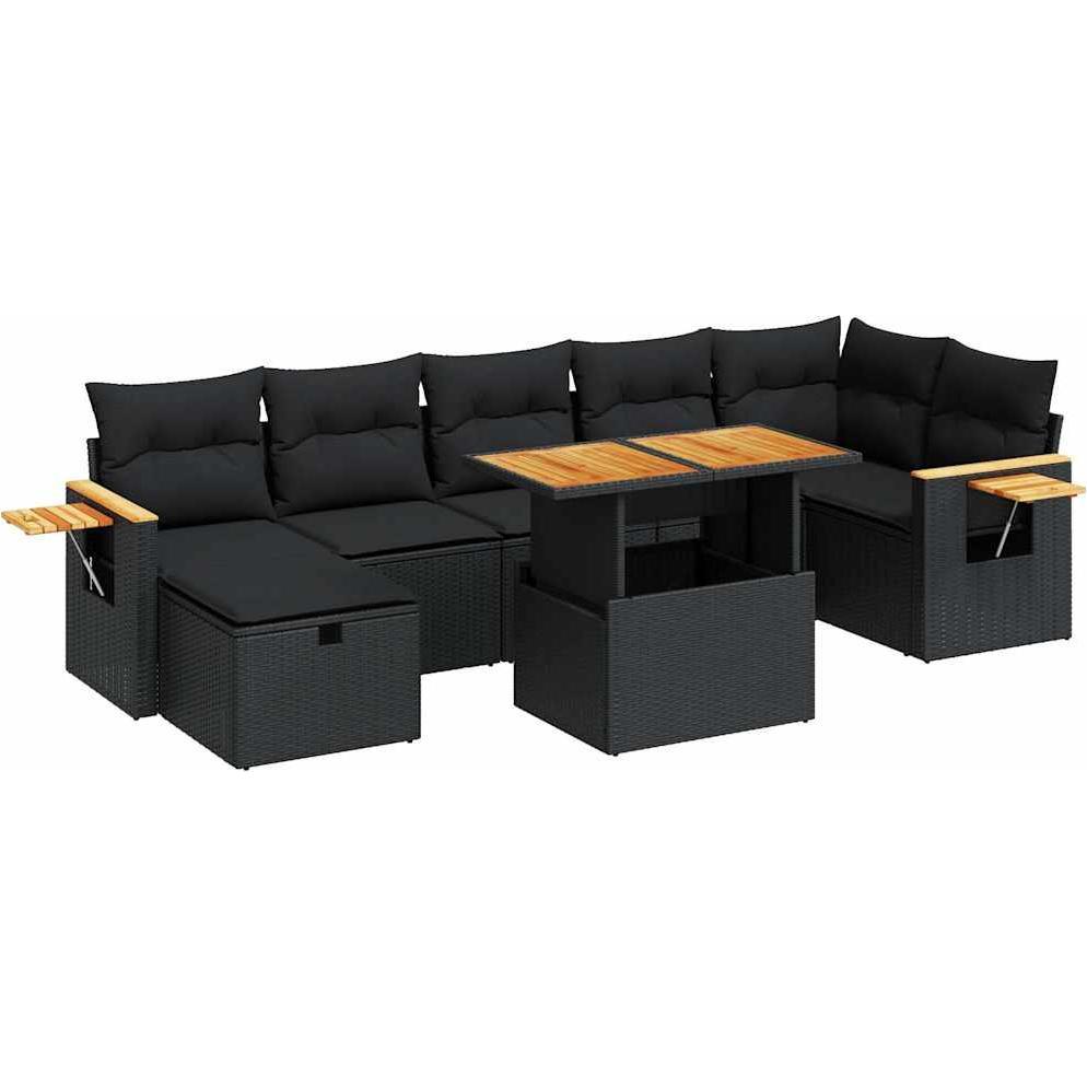 VidaXL, Gartenlounge, 5-tlg. Garten-Sofagarnitur mit Kissen Schwarz Poly Rattan