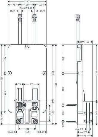 Actual product image hansgrohe AXOR basic body for ceiling-mounted overhead shower