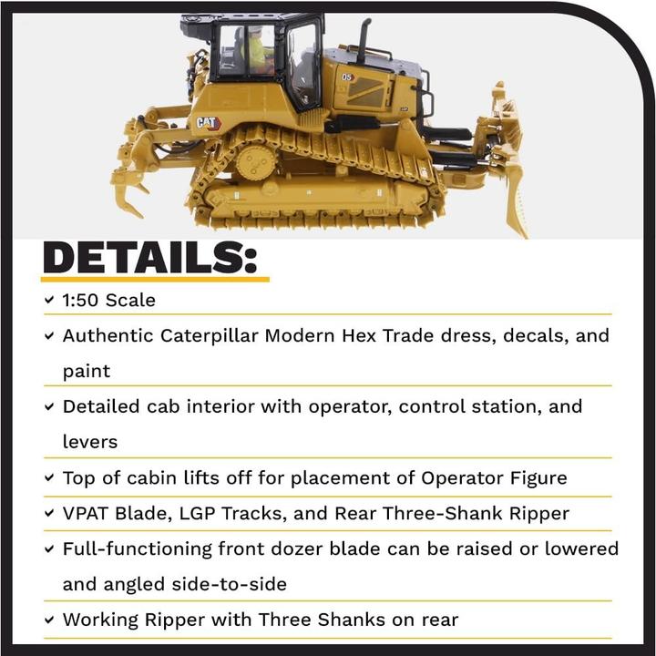 Produktbild Diecast Masters Caterpillar Bulldozer D5 LGP, schaal 1:50, ab 14 Jahre