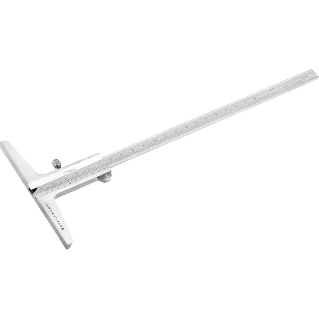 Stahlwerk, Messlehre, Tiefenmessschieber 0-200 mm DIN 862 aus rostfreiem Edelstahl (20 cm)