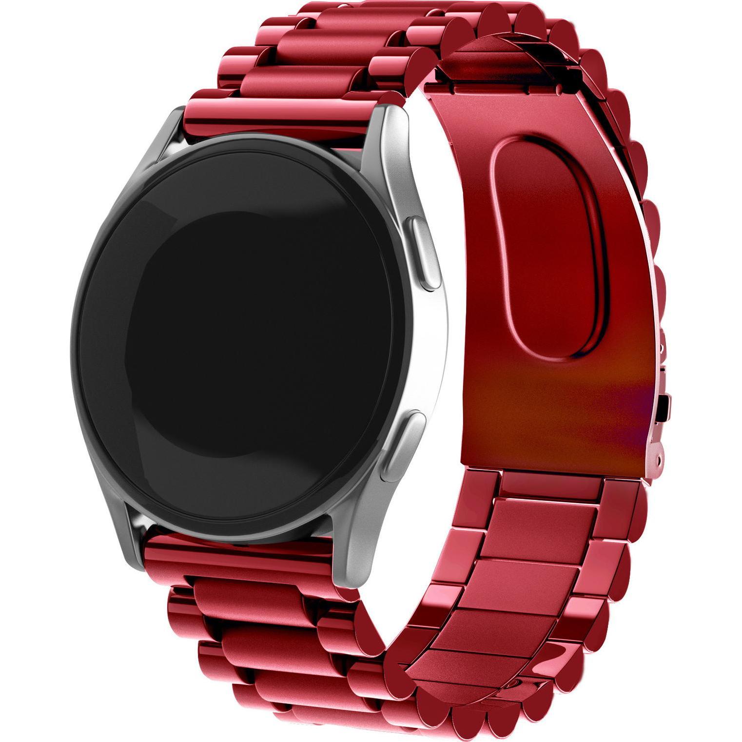 Strap-it Stahlarmband (22 mm, Edelstahl), Uhrenarmband, Rot