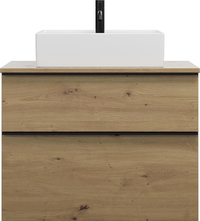 Produktbild burgbad Eqio Keramik-Aufsatzwaschtisch mittig, quadratisch, inklusive Waschtischunterschrank, Breite