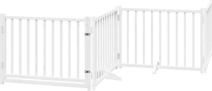 vidaXL Hundetor mit Tür Faltbar Hundegitter Schutzgitter Weiss 4-tlg. Massivholz (60 cm)