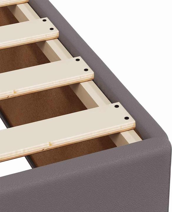 Produktbild vidaXL Boxspringbett Polsterbett Bett mit Matratze Grau 140x190cm Kunstleder (140 x 190 cm)