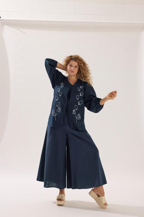 Actual product image Ulla Popken Eco Cotton Leaf Embroidered Jacket (46)
