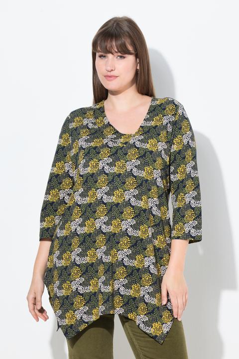 Produktbild Ulla Popken T-Shirt, Zipfelsaum, V-Ausschnitt, 3/4-Arm (58)