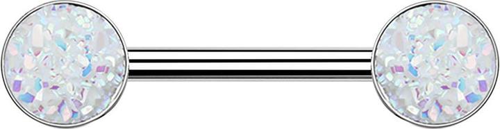 Produktbild Star Piercing Barbell silber mit Druse Stein weiss (ohne Messing, Chirurgenstahl 316L)