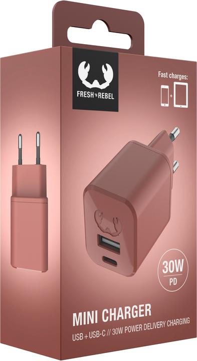 Productafbeelding Fresh'N Rebel USB-C Minilader 30W, Safari Rood (30 W, 2 ports)