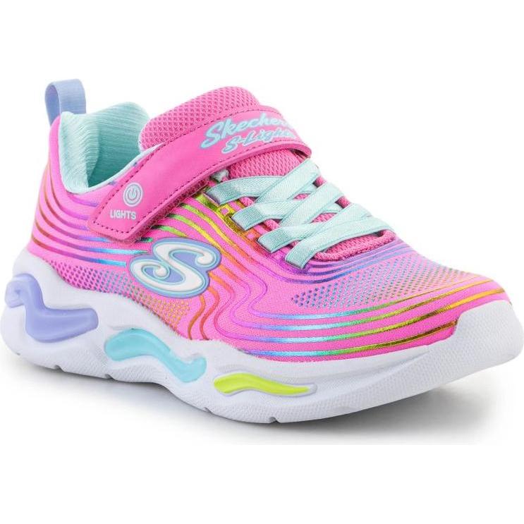 Skechers, Bambini, Sneaker, SLights Wavy Beams Jr Schuhe, Pink, Multicolore, (32)