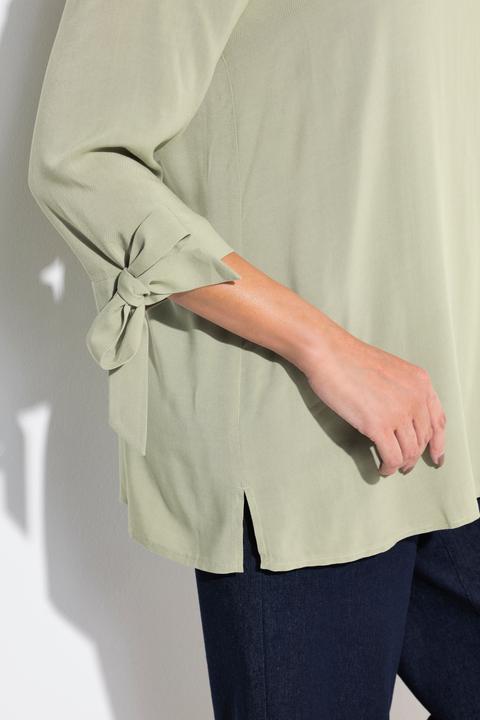 Image du produit Ulla Popken Blouse manches 3/4 avec rubans, coupe évasée (42, 44)