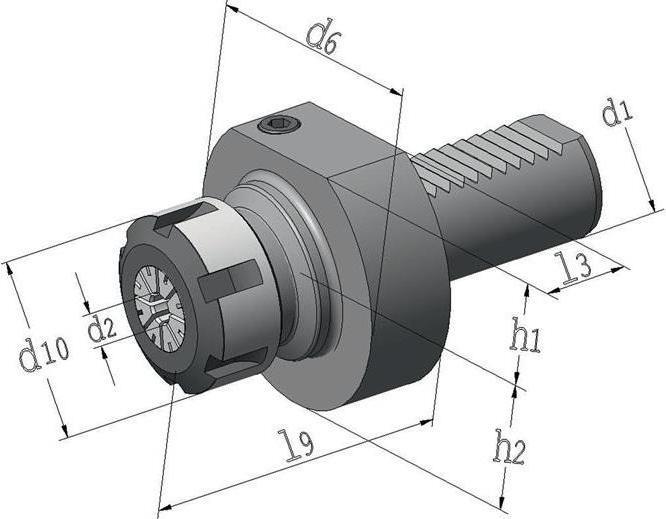 Produktbild Tecwerk Werkzeughalter ER E4 DIN 69880 Spann-Ø 2-16 mm VDI30 Auskraglänge 57 mm
