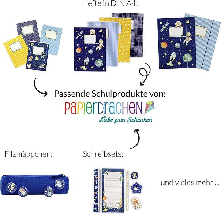 Produktbild Papierdrachen Schulhefte 4er Set (A5, Kariert, Kein Einband)