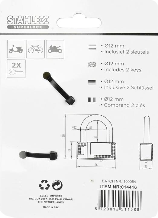 Actual product image Stahlex U-lock 588 96 x 110 mm
