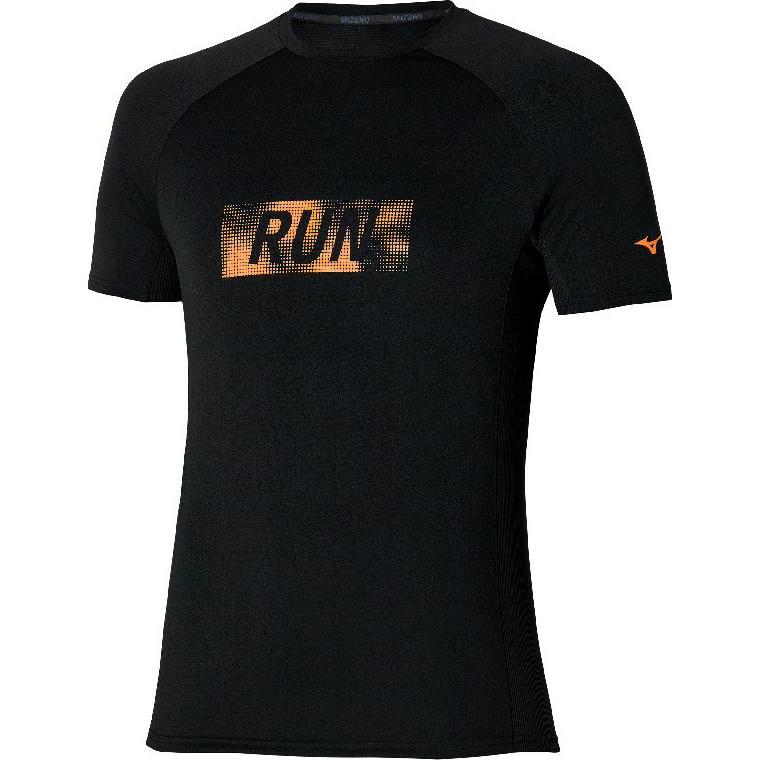 Mizuno, Herren, Sportshirt, t-shirt active dryaero graphic (XL), Schwarz, XL