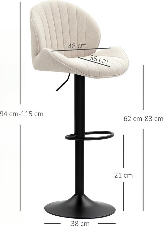 Actual product image Homcom Barhocker Polyester, Stahl Beige