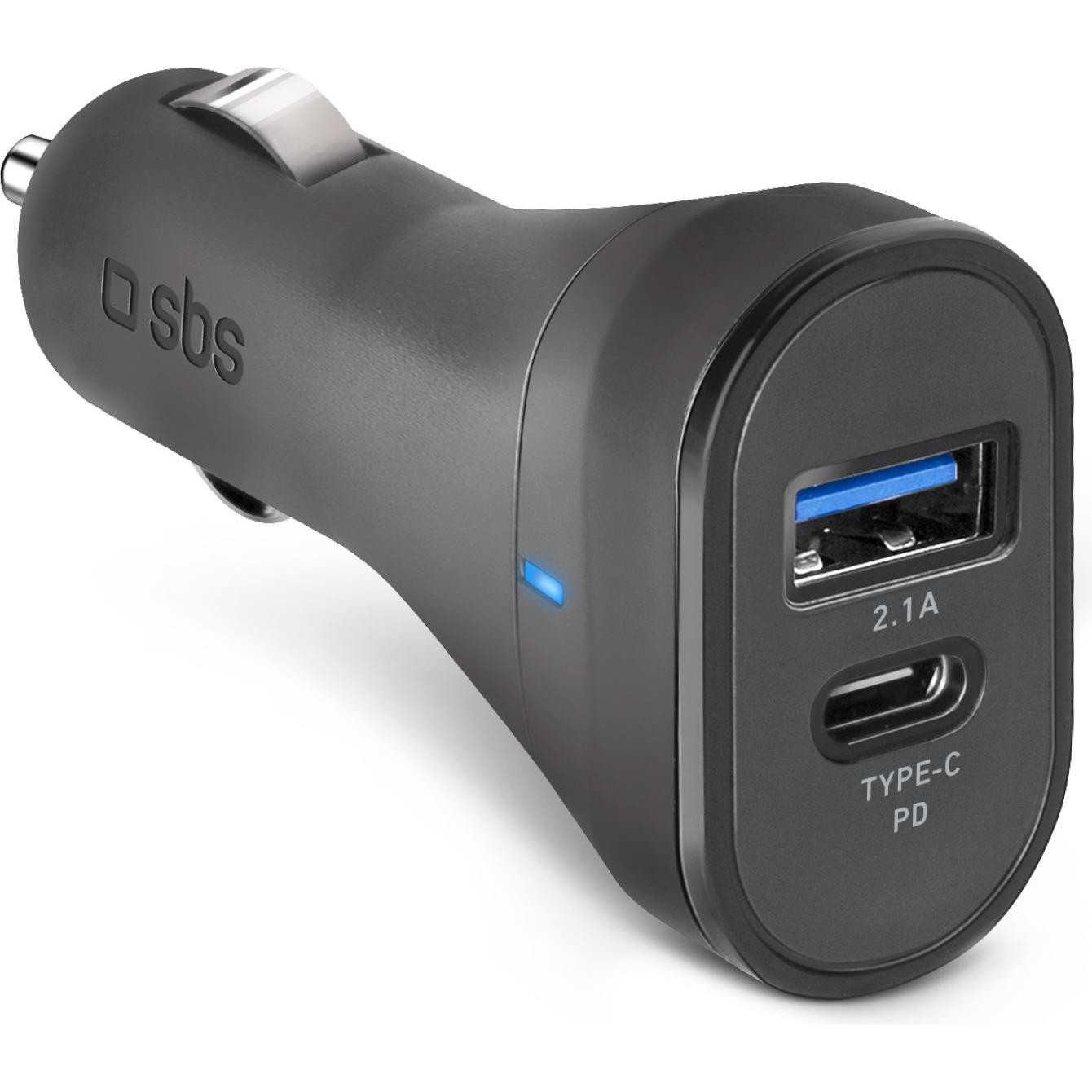 SBS TECRTC1USB2AUL Ladegerät für Mobilgeräte Auto Schwarz, Auto Adapter, Schwarz