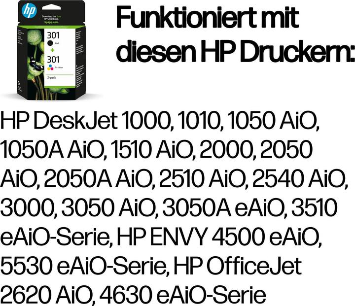 Produktbild HP 301 2-pack (M, BK, C, Y)