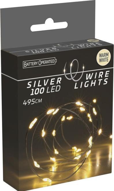 Produktbild Koopman Silberdraht 100 LED, Warmweiss, Batteriebetrieben (100 -teilig)