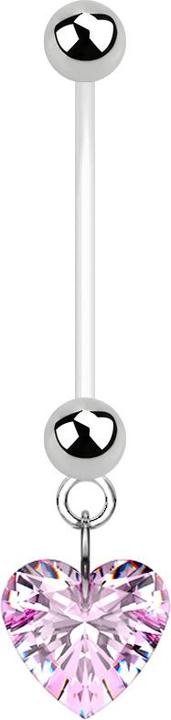 Produktbild Star Piercing Banane Schwangerschaft mit Kristallherz pink (Kunststoff, ohne Messing, Chirurgenstahl 316L)