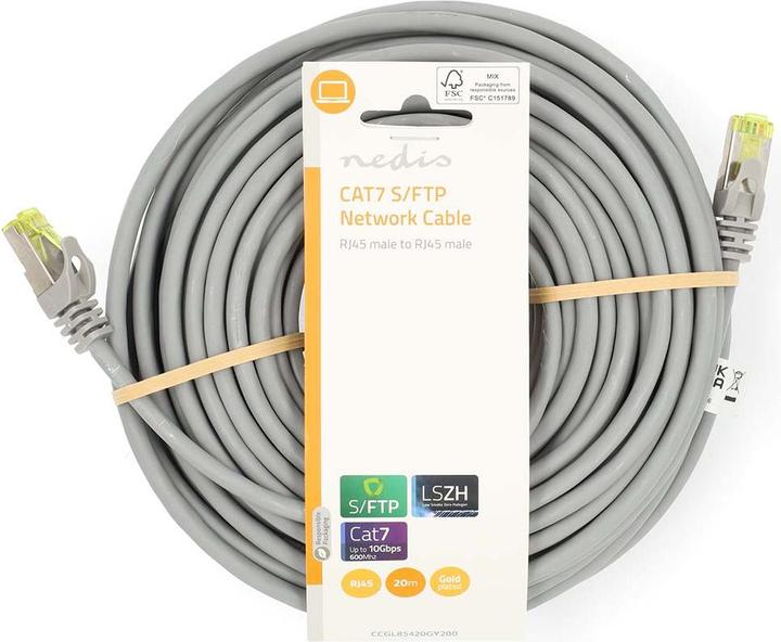 Immagine prodotto Nedis Cavo di rete CAT7 | S/FTP | RJ45 maschio | RJ45 maschio | 20,0 m | Senza strappo | Rotondo | LSZH | (S/FTP, CAT7, 20 m)