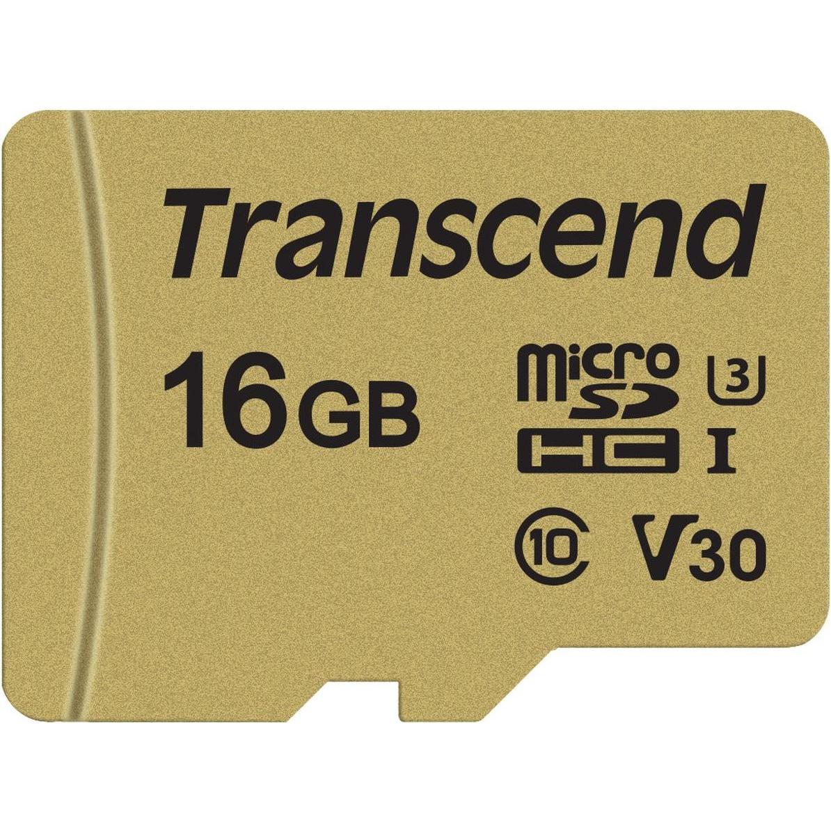 Transcend TS16GUSD500S (16 GB, microSDXC, U3, UHS-I), Scheda di memoria, Oro