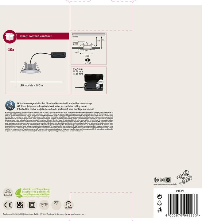 Energie-Label Paulmann Einbauleuchte Calla Set (680 lm)