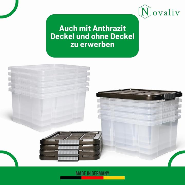 Immagine prodotto Novaliv 3x Aufbewahrungsboxen mit Deckel 27L transparente Nestbar stapelbare Storage boxes mit Clipv (46,5 x 36,5 x 24 cm, 27 l)