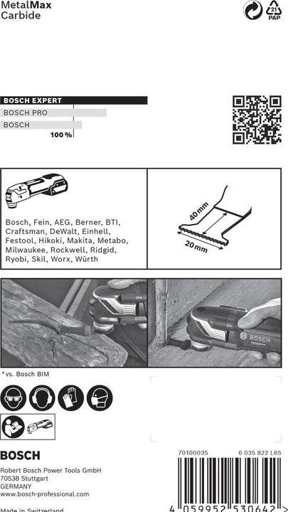 Actual product image Bosch Professional Zubehör Expert MetalMax AIZ 20 AIT blade for multifunction tools, 40 x 20 mm