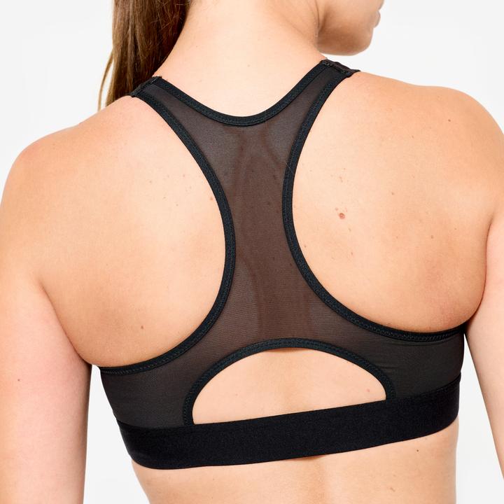 Actual product image Decathlon Sport-Bustier Damen Schwimmerrücken und Pads mittlerer Halt - schwarz/grau Leo (XL)