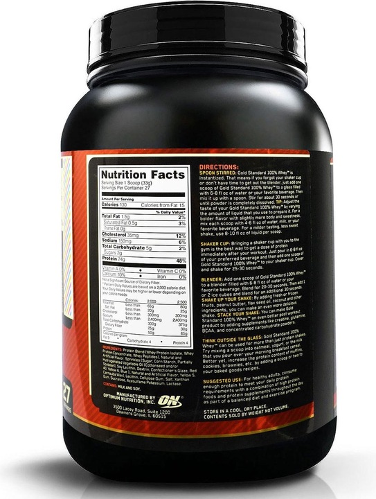 Valeurs nutritives et ingrédients Optimum Nutrition 100% Whey Gold Standard (Cookies and Cream, 1 pcs, 908 g)